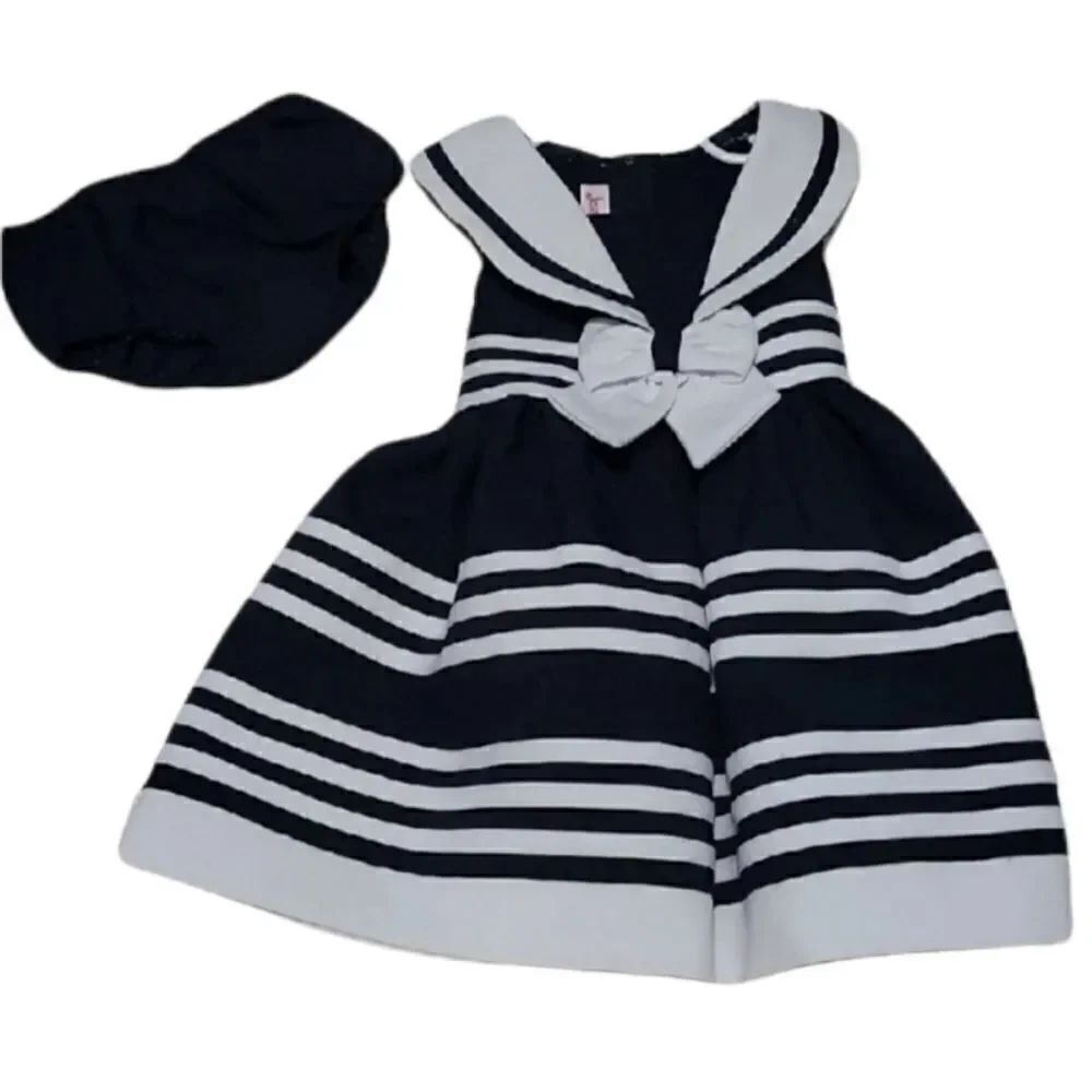 Navy blue sailor dress & matching bloomers